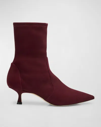 Stuart Weitzman Naomi Stretch Suede Ankle Booties In Rosewood