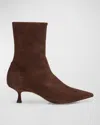 Stuart Weitzman Omens Tan Naomi 50 Pointed-toe Suede Ankle Boots In Walnut