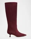 Stuart Weitzman Naomi Suede Kitten Tall Boots In Cabernet