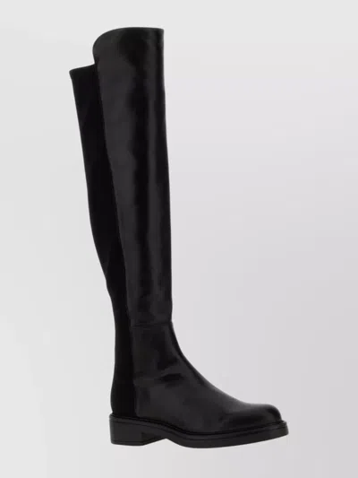 Stuart Weitzman Nappa Leather And Fabric Celia Knee Boots In Black