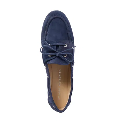 Stuart Weitzman Tinsley Suede Boat Shoes In Blue