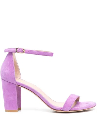 Stuart Weitzman Nearly Nude Suede Sandals In Purple