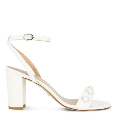 Stuart Weitzman Nearlybare Portia 85 Leather Sandals In White