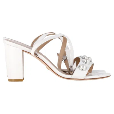 Stuart Weitzman Nearlybare Portia Sandals In White Leather