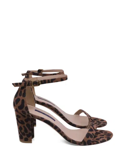 Pre-owned Stuart Weitzman Nearlynude Cheetah-print Sandals In Brown