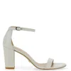 Stuart Weitzman 80mm Nearly Nude Leather Sandals In White