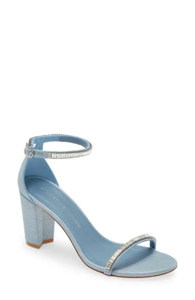 Stuart Weitzman Nearlynude Stefanie Sandal In Silver/clear