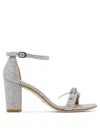 STUART WEITZMAN NEARLYNUDE SW BOW SANDALS SILVER