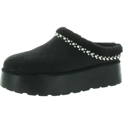Stuart Weitzman Nelle Womens Faux Fur Lined Suede Slide Slippers In Black