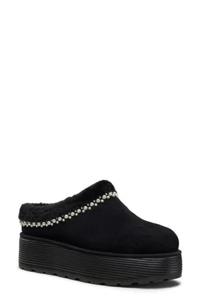 Stuart Weitzman Nellie Genuine Shearling Platform Clog In Black