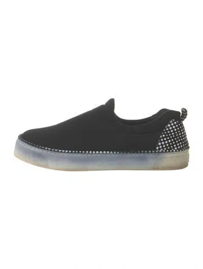 Pre-owned Stuart Weitzman Neoprene Polka Dot Print Loafer Sneakers In Blue