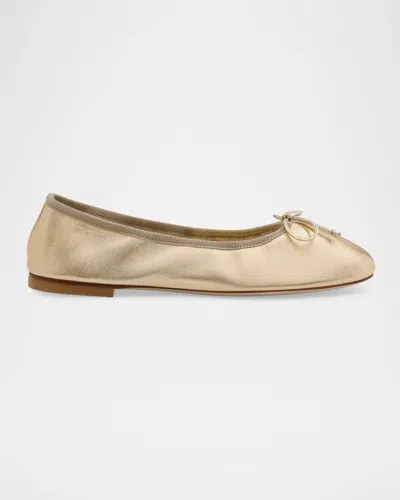 Stuart Weitzman Nia Leather Ballerina Flats In Platino/pl
