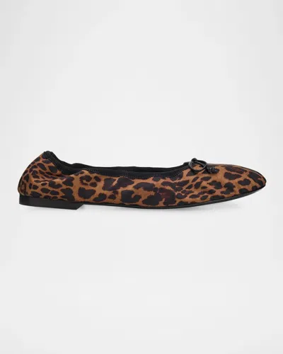 Stuart Weitzman Nia Leopard Grosgrain Ballerina Flats In Classic/bl