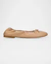Stuart Weitzman Nia Ruched Leather Ballet Flats In Animal Print