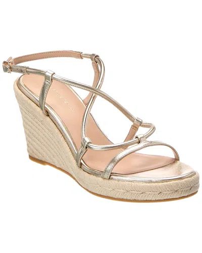 Stuart Weitzman Nilla Espadrille Leather Wedge Sandal In Gold
