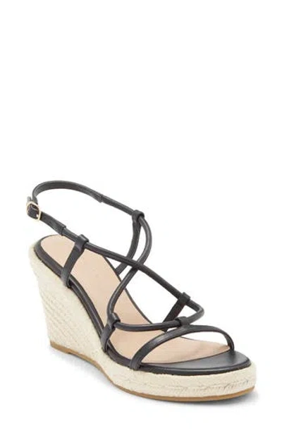 Stuart Weitzman Nilla Espadrille Platform Wedge Sandal In Black