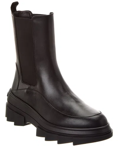Stuart Weitzman Noho Leather Chelsea Bootie In Black