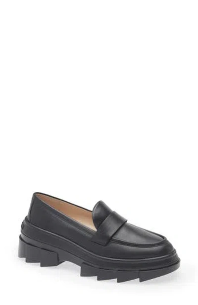 Stuart Weitzman Noho Lug Sole Loafer In Black