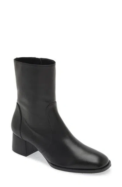 Stuart Weitzman Nola Zip Bootie In Black Soft Nappa