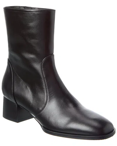 Stuart Weitzman Nola Zip Leather Bootie In Black