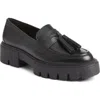 Stuart Weitzman Nolita Tassel-detail Loafers In Black Smooth Calf