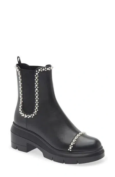 Stuart Weitzman Norah Demipearl Chelsea Boot In Black