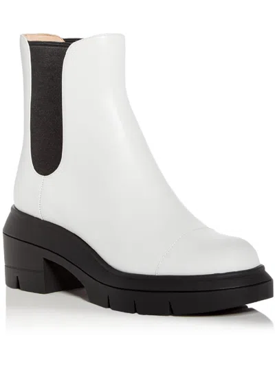 Stuart Weitzman Block-heel Leather Chelsea Boots In Cream