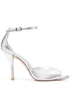 Stuart Weitzman Nudist 100mm Metallic-finish Sandals In Silver
