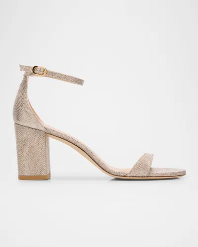 Stuart Weitzman Nudist 75mm Metallic Block Sandals In Neutral