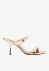 Stuart Weitzman Nudist Metallic Dual-band Slide Sandals In Gold