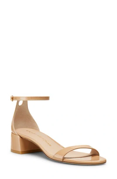 Stuart Weitzman Nudist Block 35 Ankle Strap Sandal In Adobe