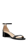 Stuart Weitzman Nudist Patent Ankle-strap Sandals In Black