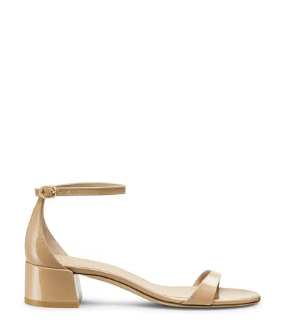 Stuart Weitzman Nudist Patent Ankle-strap Sandals In Neutral