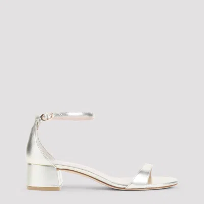 Stuart Weitzman Nudist Block 3.5cm Heel Sandals In Silver