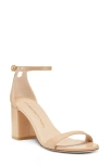 Stuart Weitzman Nudist Block 75 Sandal In Adobe