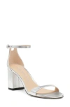 Stuart Weitzman Nearly Nude Metallic Snake-effect Leather Sandals In Silver