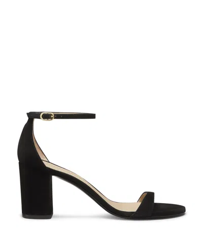 Stuart Weitzman 'nearlynude' Ankle Strap Suede Sandals In Black