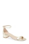Stuart Weitzman Nudist Metallic Ankle-strap Sandals In Light Gold