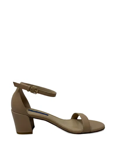 Pre-owned Stuart Weitzman Nudist Block Sandals In Neutral