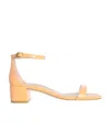 Stuart Weitzman Nudistcurve 35 Block Patent Leather Sandals In Nude