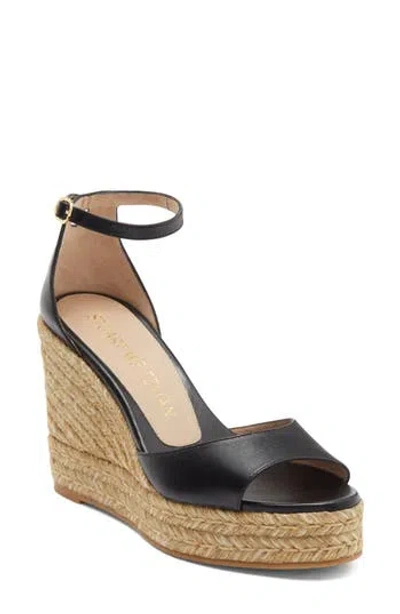 Stuart Weitzman Nudistia Sandals Women Black Wedge Heel Espadrille Htat1050
