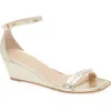 Stuart Weitzman Nudist Curve Faux Pearl Demi Curve Wedge Sandal In Platino
