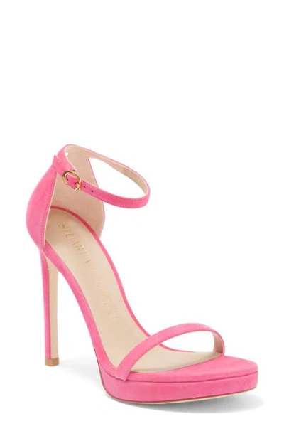 Stuart Weitzman Nudist Disco Sandal In Magenta