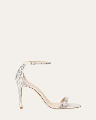 Stuart Weitzman Nudist Embellished Ankle-strap Sandals In Clear/cream