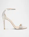 Stuart Weitzman 100mm Nudist Shine Crystal Sandals In Clear/cream