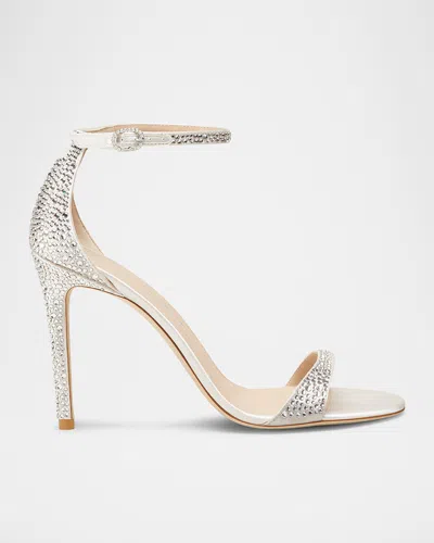 STUART WEITZMAN NUDIST EMBELLISHED ANKLE-STRAP SANDALS