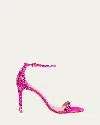 Stuart Weitzman Nudist Embellished Ankle-strap Sandals In Fuchsia