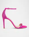 Stuart Weitzman Nudist Embellished Ankle-strap Sandals In Fuchsia