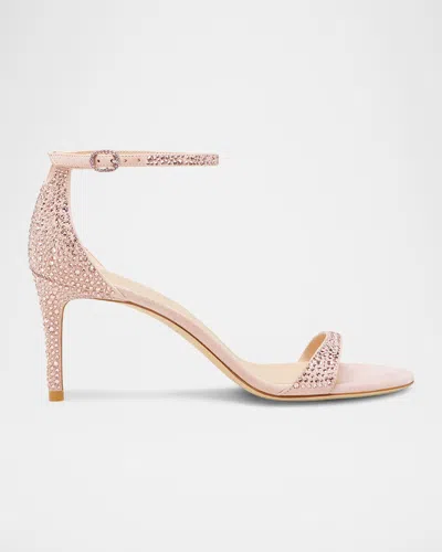 Stuart Weitzman Nudist Embellished Ankle-strap Sandals In Light Rose/ballet