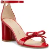 Stuart Weitzman Nudist Felicity Patent Leather Ankle-strap Sandals In Cherry